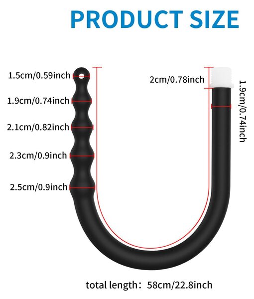 Sprchová hlavice se čtyřmi tryskami, aplikátor pro klystýr o délce 58 cm, silikonová hadice o délce 150 cm, určené pro osobní hygienu