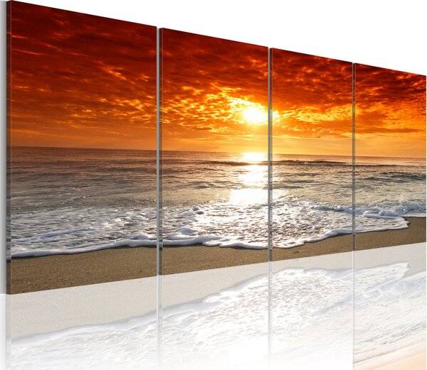 Obraz Písek pod nohama (4-dílný) - moře v záři západu slunce