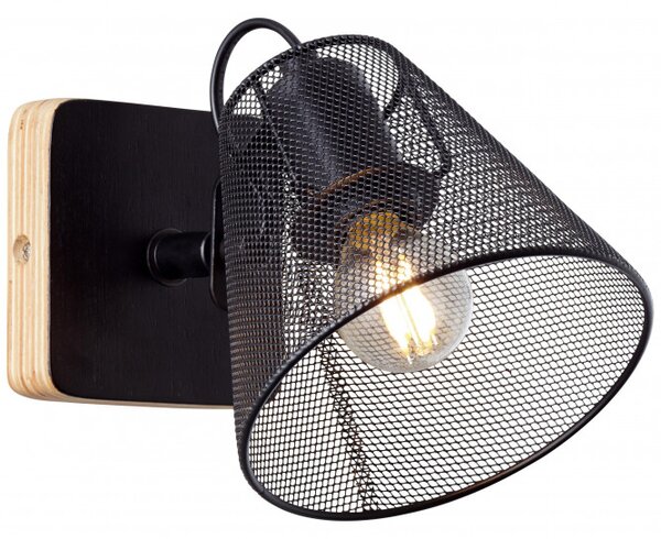 Brilliant 40110/76 Nástěnná lampa WHOLE černý kov + DŘEVO