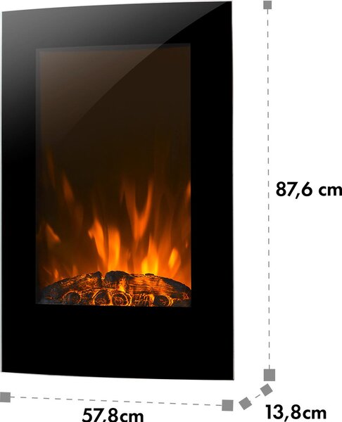Klarstein Elektrický krb, elektrický krb do obývacího pokoje a interiéru, elektrický krb s LED plameny, ventilátorový ohřívač s časovačem, nastavitelný termostat, ohřívač 2000 W