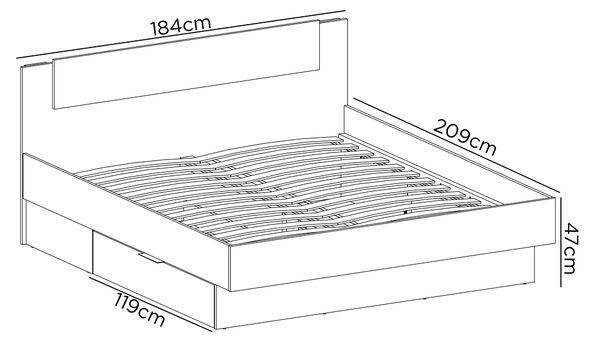 Manželská postel 180 cm Lewell (s čelním rámem) (s úl. prostorem) (craft zlatý + černá)