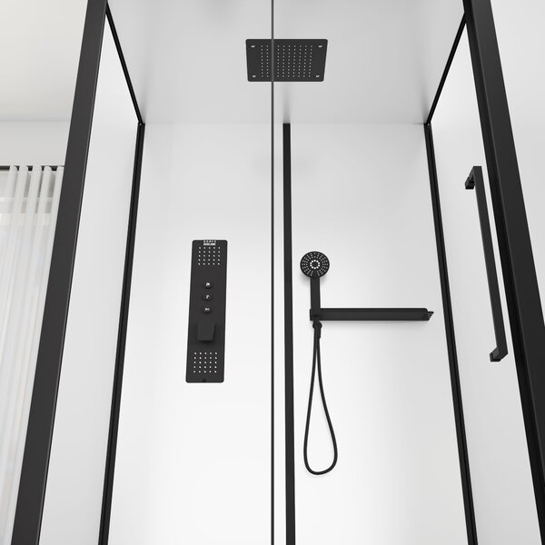Kompletní sprchový kout MARWELL Kompletní sprchový kout bílý obdélník 90 x 115 x 215 cm - Kompletní sada včetně sprchové vaničky a baterie - Sprchový kout s čelním vstupem a vysoce kvalitním hliníkovým profilem