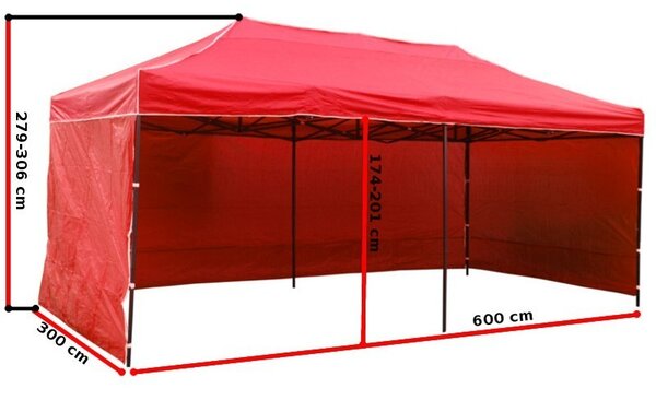 TZB Zahradní párty stan 3x6m 3 stěny - zelený