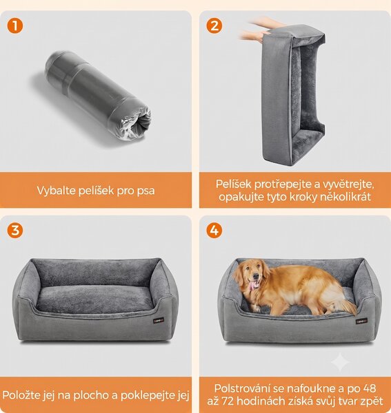 SONGMICS Pelíšek pro psy Alexis 110 cm světle šedý