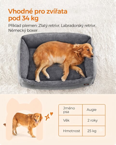 SONGMICS Pelíšek pro psy Alexis 110 cm světle šedý