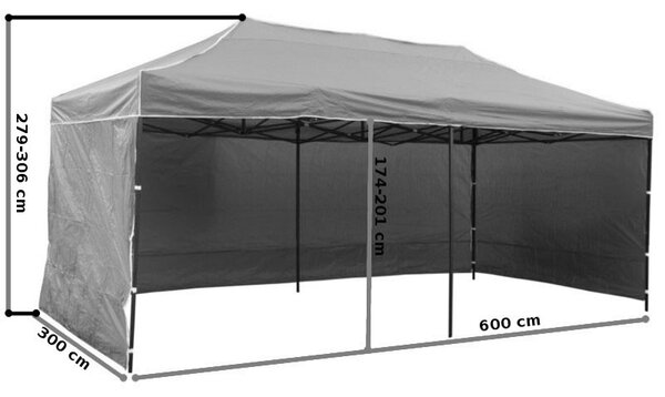 TZB Zahradní párty stan 3x6m 3 stěny - bílý