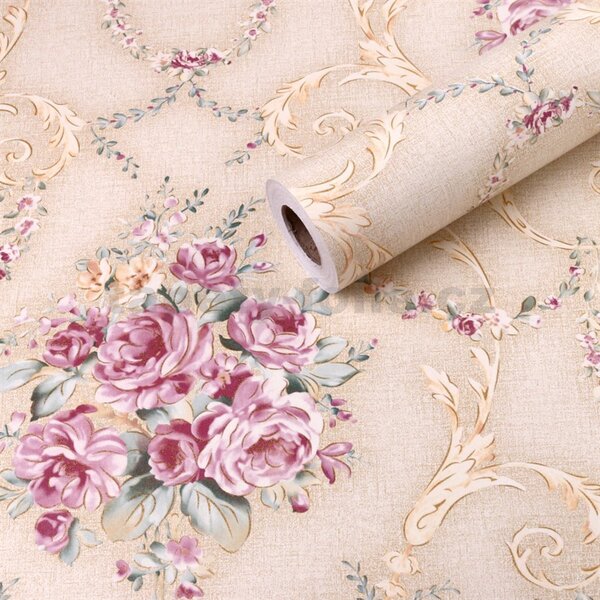 Samolepící fólie 45 cm x 10 m IMPOL TRADE růžičky s ornamenty samolepící tapety