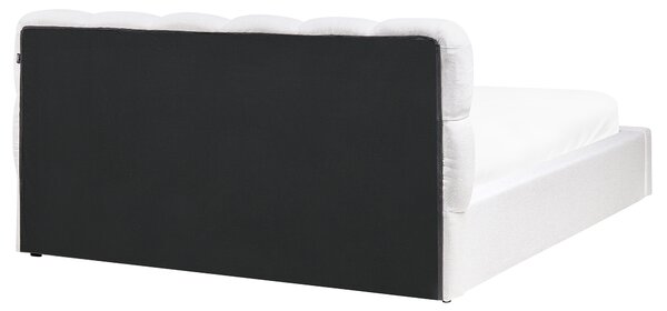 Postel s úložným prostorem Tkanina BASTON 160 x 200 cm Krémově bílá