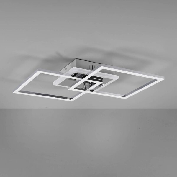 LED stropní světlo Venida, čtvercové, chrom