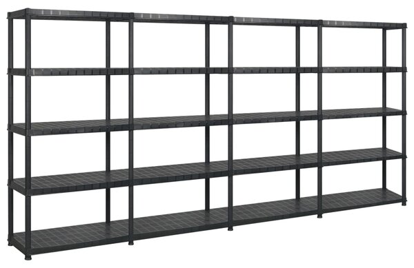 Úložný regál 5patrový černý 366 x 45,7 x 185 cm plast 3059862
