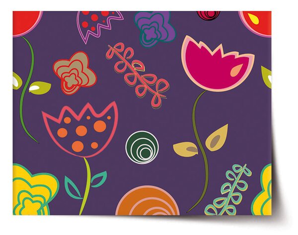 Plakát SABLIO - Nakreslené květiny 60x40 cm