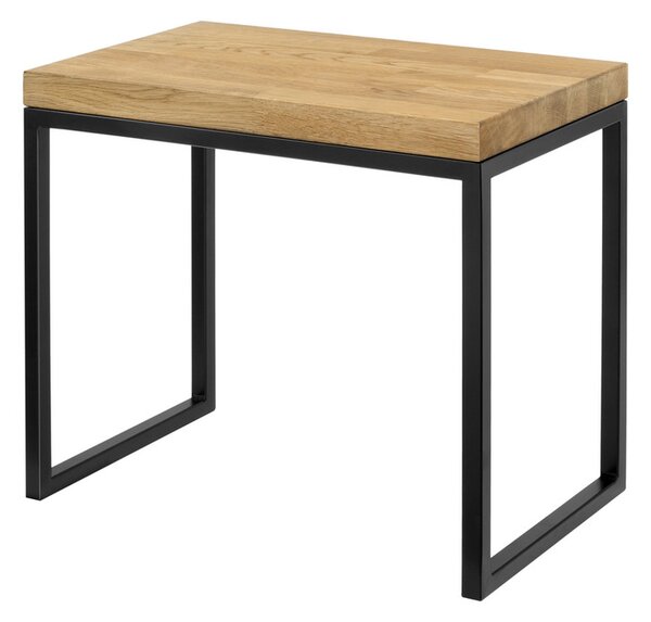 Stůl s dřevěnou deskou. Podpěrná police