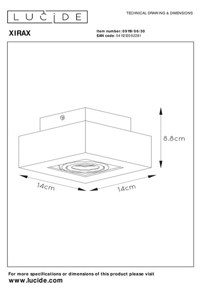Lucide 09119/06/30 stropní bodové svítidlo Xirax 1x5W | GU10 | 2200-3000K - Dim to warm