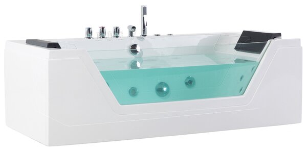 Rohová vířivá vana s LED osvětlením SAMANA 153 x 71 cm Bílá