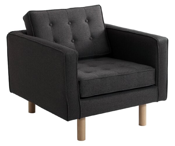 Nordic Design Antracitově šedé látkové křeslo Emmet