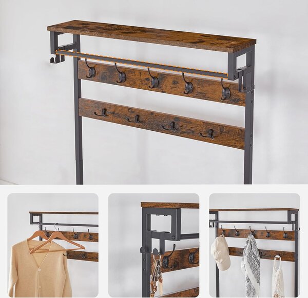Předsíňový věšák s botníkem Vasagle Mino 75 cm černý/hnědý