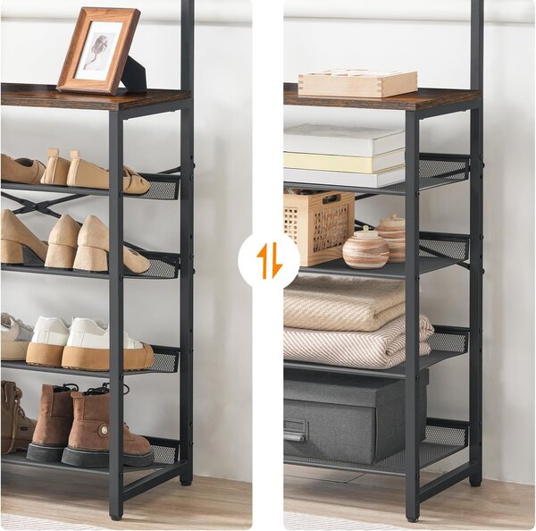Předsíňový věšák s botníkem Vasagle Mino 75 cm černý/hnědý