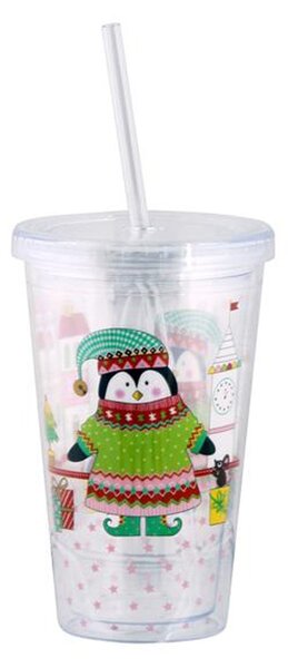Toro Kelímek s brčkem, plastový, 460 ml, assort sněhulák/tučňák
