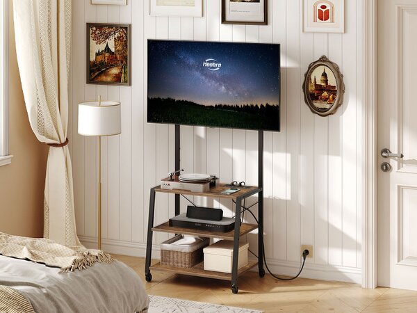 TV stolek s držákem a integrovanou zásuvkou Vasagle Clen 60 cm černý/hnědý