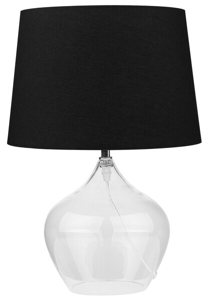 Stolní lampa se sklěněnou průhlednou základnou a černým stínítkem 45 cm OSUM