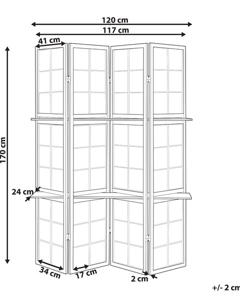 4dílný paraván GOMAGOI Černá 120 cm 170 cm