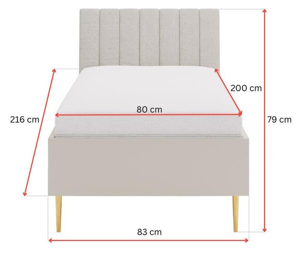 Jednolůžková postel 80 cm Bellic B6 (kašmír) (s roštem)