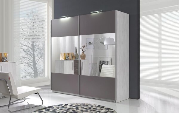 Šatní skříň Daphis 1 C (borovice norská) (se zrcadlem) (s LED osvětlením)