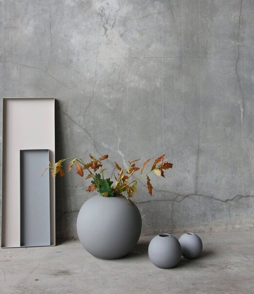 COOEE váza, kulatá, šedá, výška 20 cm