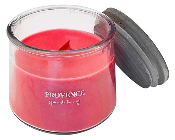 Provence Vonná svíčka ve skle dřevěný knot 28 hodin sugarplum
