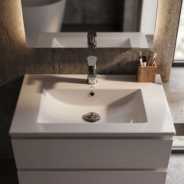 Ak furniture Zápustné keramické umyvadlo Nordis 61 cm lesklé bílé