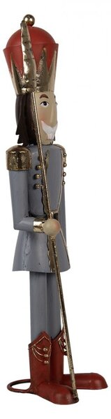 Šedá antik kovová dekorace socha Louskáček - 12*9*36 cm - Clayre & Eef