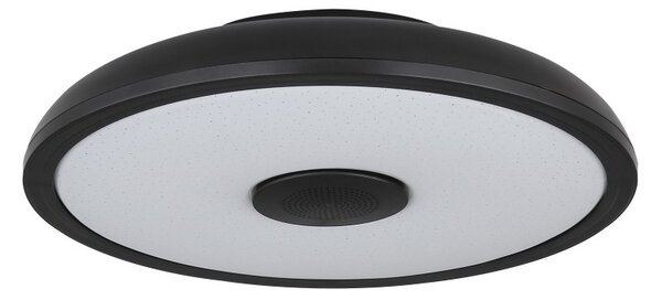 Globo 41366B LED stropní svítidlo s reproduktorem Raffy 1x18W | 820lm | 3000-6500K | RGB | IP44- stmívatelné, Bluetooth, dálkové ovládání, noční režim, paměťová funkce, černá, opál