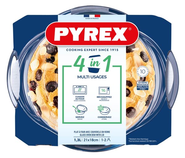 Pyrex Skleněná zapékací mísa s víkem Ø18cm/1,3l