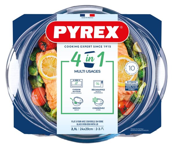 Skleněná zapékací mísa PYREX s víkem Ø20cm/2,1l