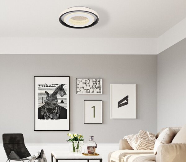 Globo 41290-52 LED stropní svítidlo Lucky 1x52W | 2260lm | 2700-6000K - stmívatelné, dálkové ovládání, noční režim, paměťová funkce, bílá, černá, opál