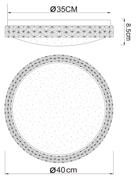 Globo 41749-22 LED stropní svítidlo Ovi 1x22W | 1600lm | 2700-4200-6500K - třpytivý efekt, stmívatelné, bílá, opál