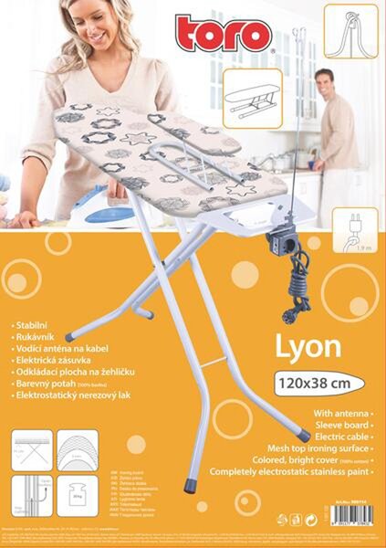 Toro Žehlicí prkno se zásuvkou a rukávníkem Lyon, 120x38 cm