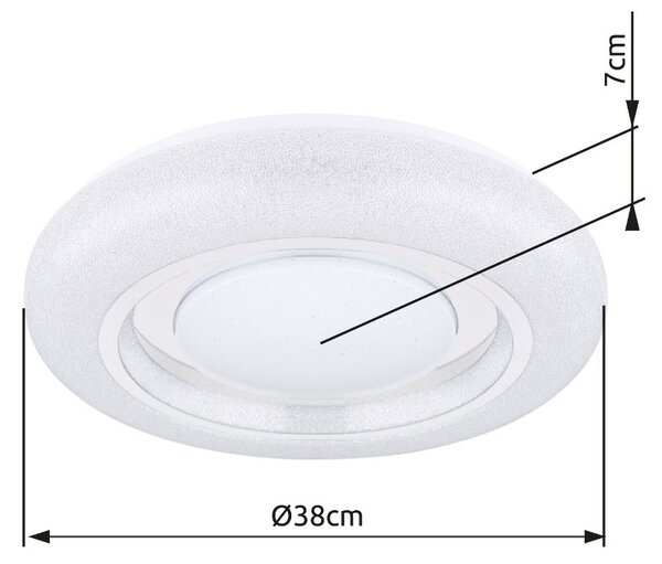 Globo 483111-24 LED stropní svítidlo Rada 1x24W | 1800lm | 3000-6000K - třpytivý efekt, stmívatelné, bílá, opál