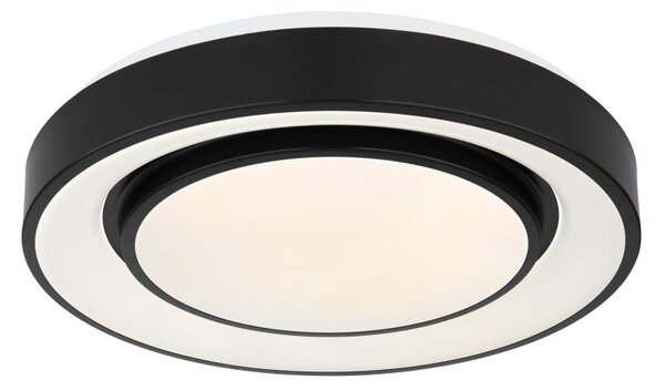 Globo 41368-24 LED stropní svítidlo Sully 1x24W | 800lm | 3000-6500K | RGB - stmívatelné, dálkové ovládání, duhový efekt, noční režim, paměťová funkce, černá, opál