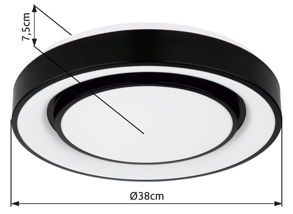 Globo 41368-24 LED stropní svítidlo Sully 1x24W | 800lm | 3000-6500K | RGB - stmívatelné, dálkové ovládání, duhový efekt, noční režim, paměťová funkce, černá, opál