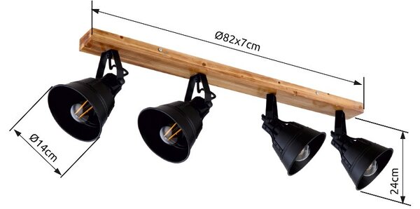 Globo 15466S-4 přisazené stropní bodové svítidlo Günther 4x60W | E27 - hněá, černá, zlatá