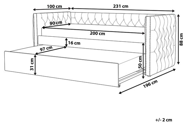 Rozkládací postel Buklé GASSIN 90 x 200 cm Světle béžová