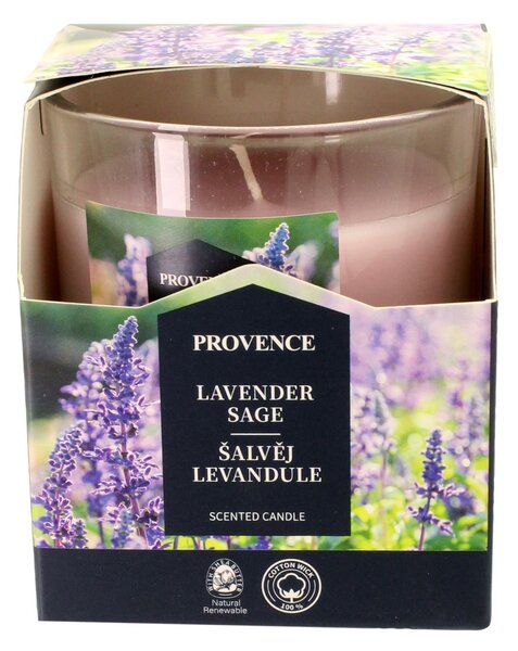 Provence Vonná svíčka ve skle 20 hodin šalvěj a levandule