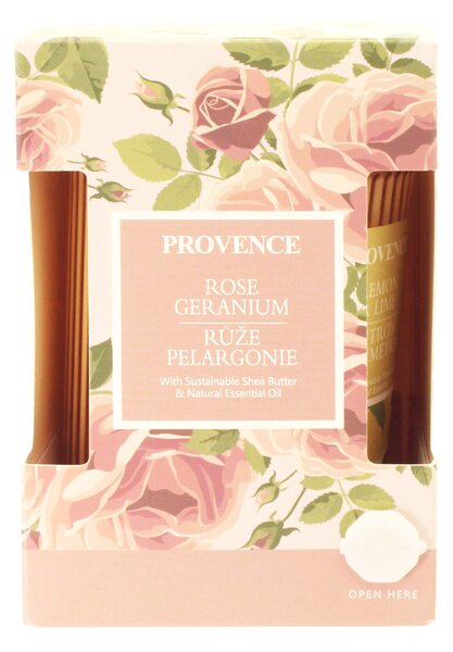Provence Vonná svíčka ve skle 30 hodin růže a pelargonie