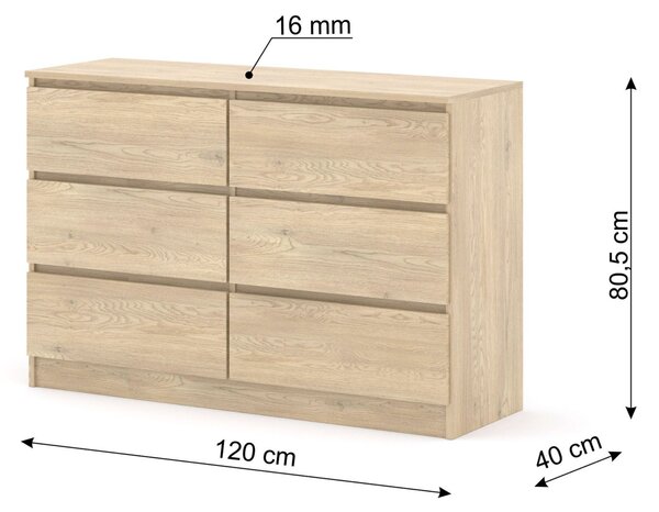Komoda Maya S6 (dub cremona). Akce -10%