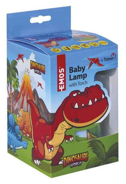 Dětská LED lampa se svítilnou Dino na baterie - EMOS - LED lampičky a svítilny