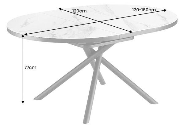 Kulatý jídelní stůl MIKADO MRAMOR 120-160 CM keramika rozkládací Nábytek | Jídelní prostory | Jídelní stoly | Rozkládací
