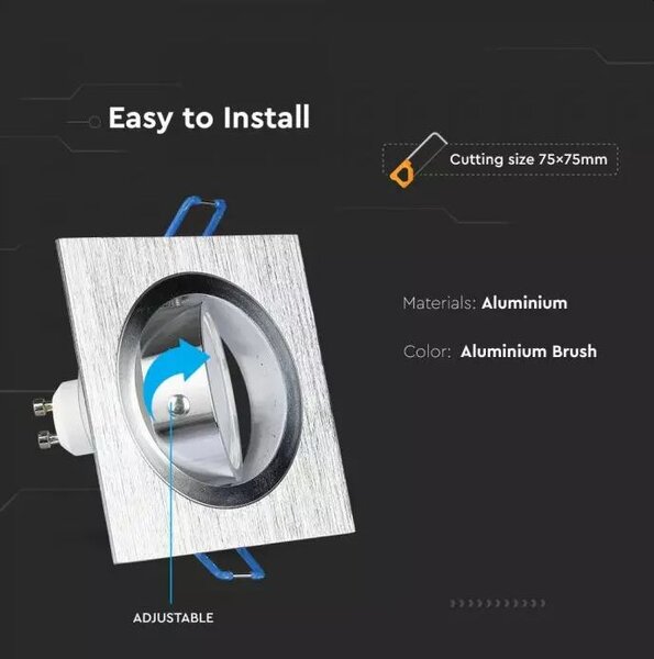 LED Solution Podhledový rámeček broušený hliník hranatý výklopný, BALENÍ 5 KUSŮ 3606/5PACK