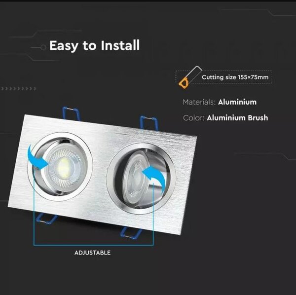 LED Solution Dvojitý podhledový rámeček broušený hliník hranatý výklopný 3608