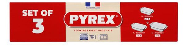 Pyrex Sada skleněných pekáčů 3ks 2000ml, 3000ml a 4000ml